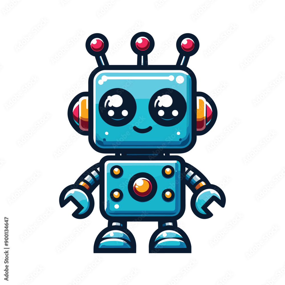 Naklejka premium Cute cartoon robot logo