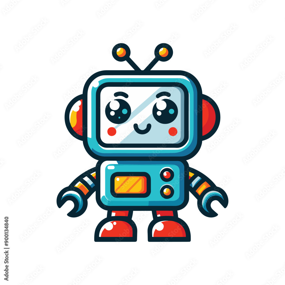 Naklejka premium Cute cartoon robot logo