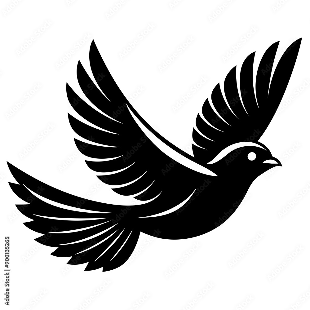 Fototapeta premium Flying birds silhouettes on white background.