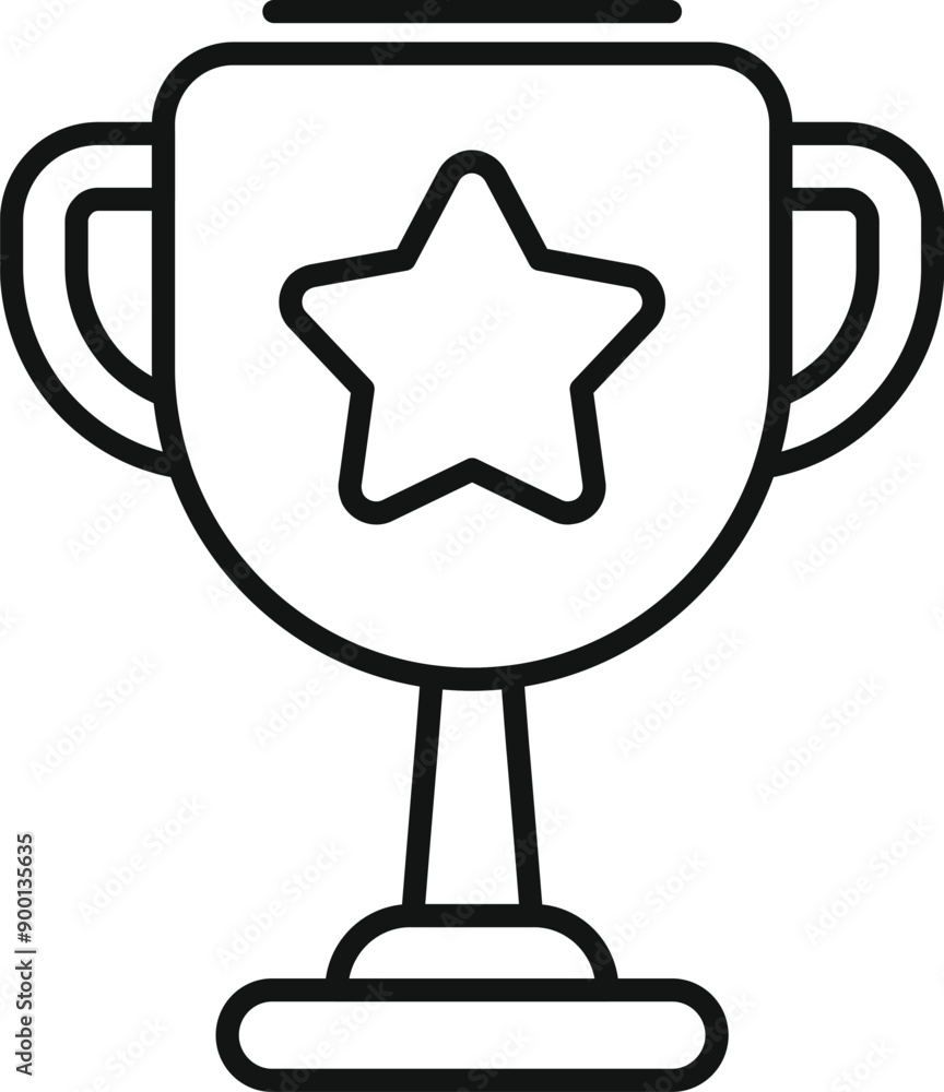 Line icon of a trophy with a star on it, representing victory and achievement Line icon of a trophy with a star on it, representing victory and achievement