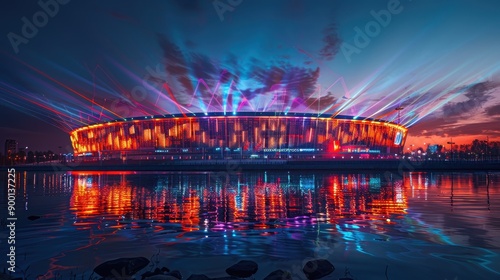 Stadium Illuminated by Laser Show