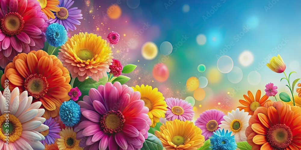 Fototapeta premium Abstract flower background in vibrant colors , floral, backdrop, design, artistic, bloom, petals, botanical, nature