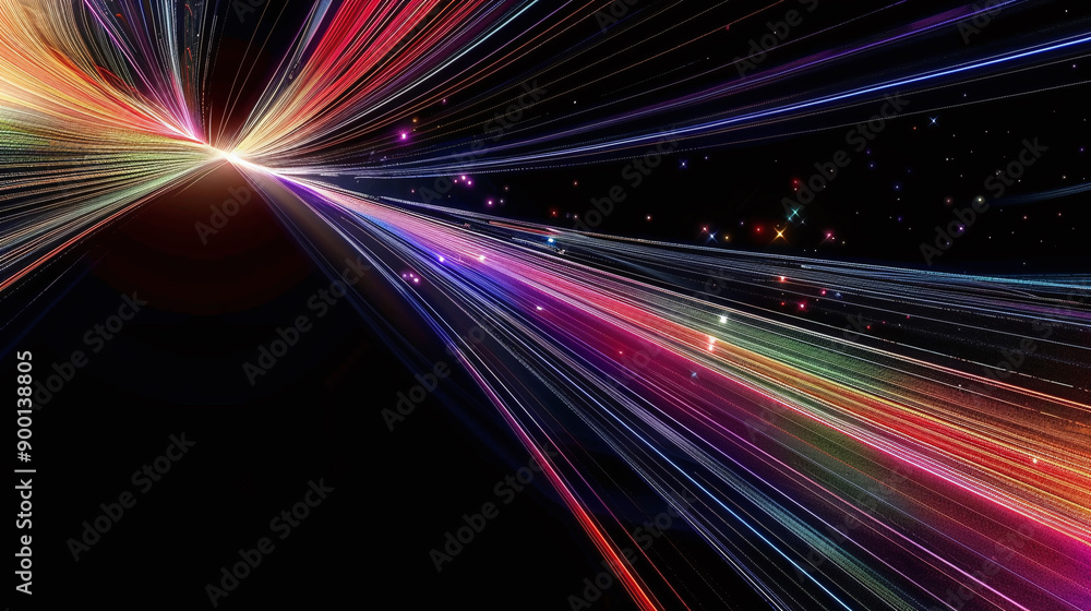 Colorful Light Trails on Pure Black Background Colorful Light Trails on Pure Black Background