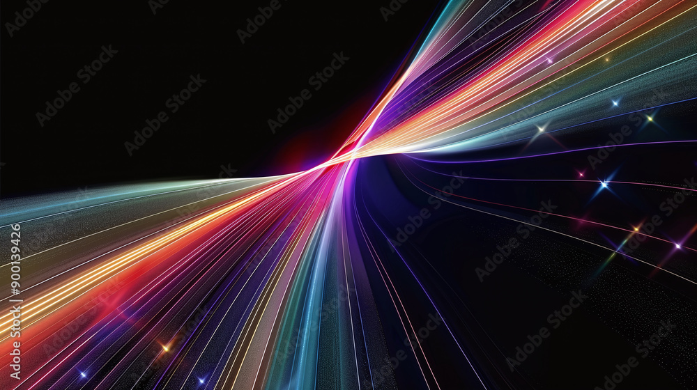 Colorful Light Trails on Pure Black Background Colorful Light Trails on Pure Black Background