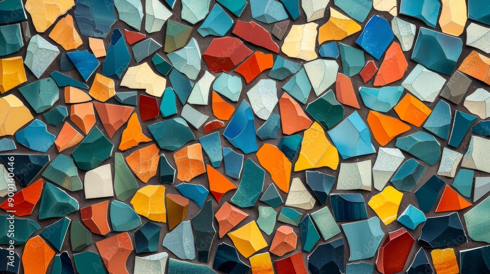 Multicolored mosaic pattern with irregular shapes and a vibrant color mix Multicolored mosaic pattern with irregular shapes and a vibrant color mix