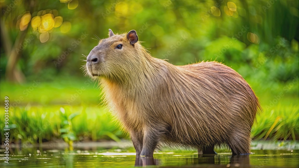 Capybara in a natural habitat , wildlife, rodent, South America, mammal, aquatic, grasslands, large, herbivore, social, water, swimming Capybara in a natural habitat , wildlife, rodent, South America, mammal, aquatic, grasslands, large, herbivore, social, water, swimming