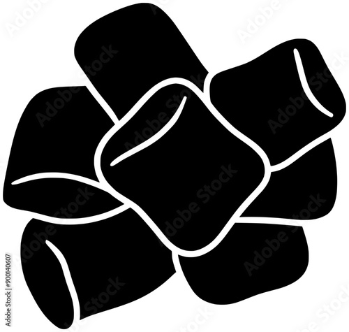 marshmallow illustration stick silhouette candy logo snack icon food outline dessert confection sugar roasted fire cooking fluffy chewy roast shape eat party campfire for vector graphic background