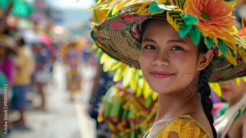 Sandugo Festival, colorful parade with participants wearing traditional philippines costumes, Ai generated Images photo