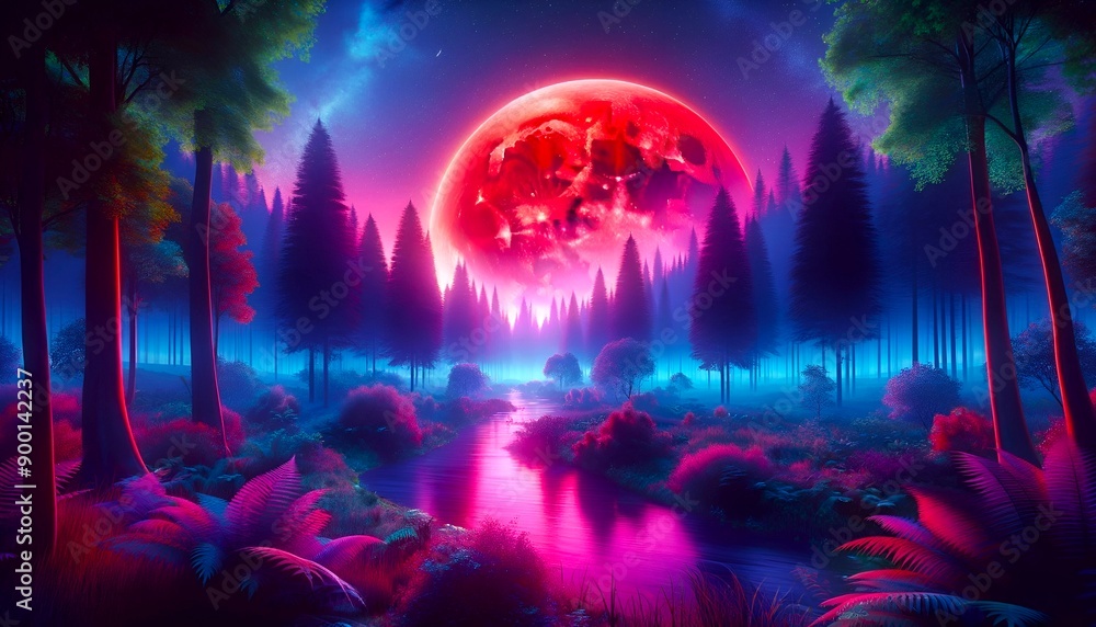 night landscape with moon night landscape with moon
