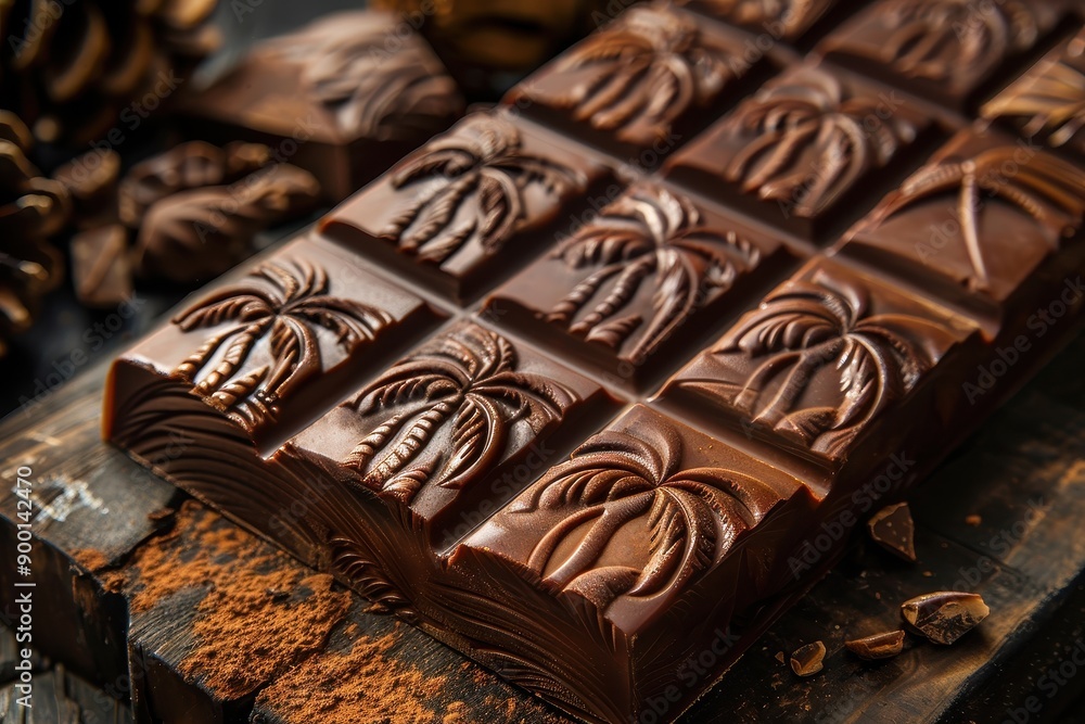 Chocolate Bar With Palm Tree Design Chocolate Bar With Palm Tree Design
