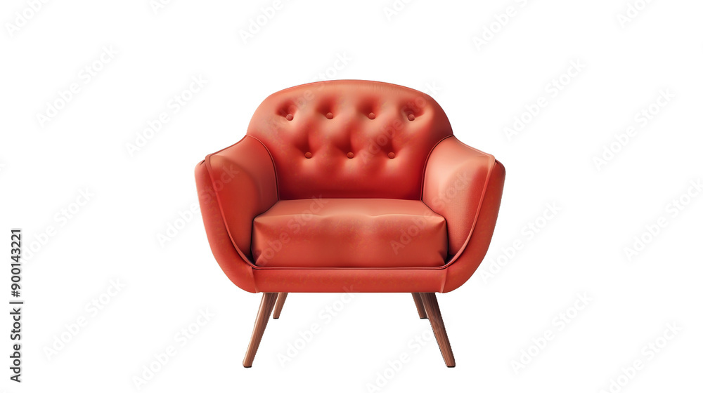 A red leather chair with a wooden frame A red leather chair with a wooden frame