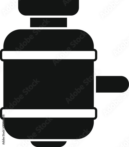 Black silhouette icon depicting a car expansion tank, essential for regulating coolant levels and pressure within the cooling system