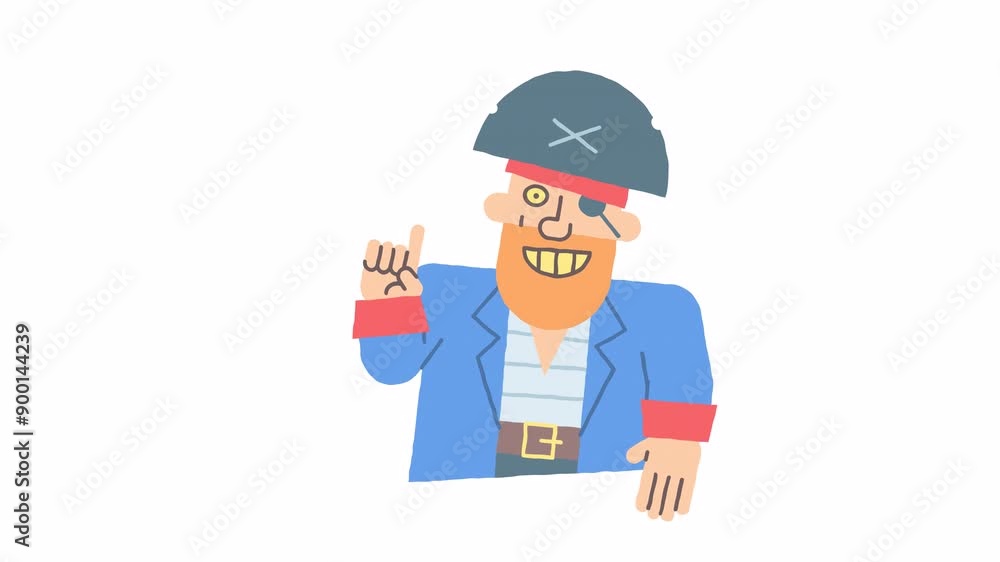 Sticker pirate points finger and smiling. Alpha channel Sticker pirate points finger and smiling. Alpha channel