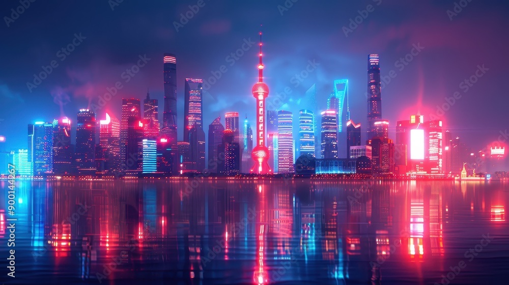 Neon Skyline of a Modern Metropolis Neon Skyline of a Modern Metropolis