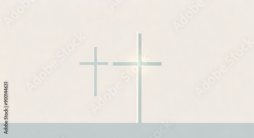 A minimalist digital illustration of a Christian cross, symbolizing faith and salvation, with clean lines and a modern design, with space for text.