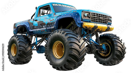 blue monster truck on transparent background
