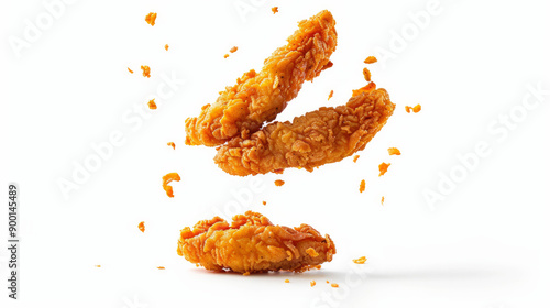 Delicious golden chicken fingers captured in a food photoshoot. AI generative. photo