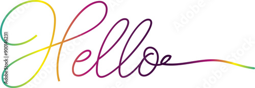 Hello. Lettering for banner, poster and sticker concept with text Hello. Icon message Hello on white background, geometric memphis style. Calligraphic simple logo. Vector Illustration