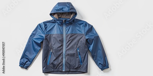 Lightweight, hooded waterproof jacket for protection against wind and rain , cagoule, France, windbreaker, waterproof photo