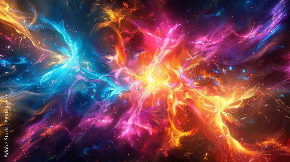 Psychedelic burst of neon colors with swirling lines and abstract shapes Psychedelic burst of neon colors with swirling lines and abstract shapes