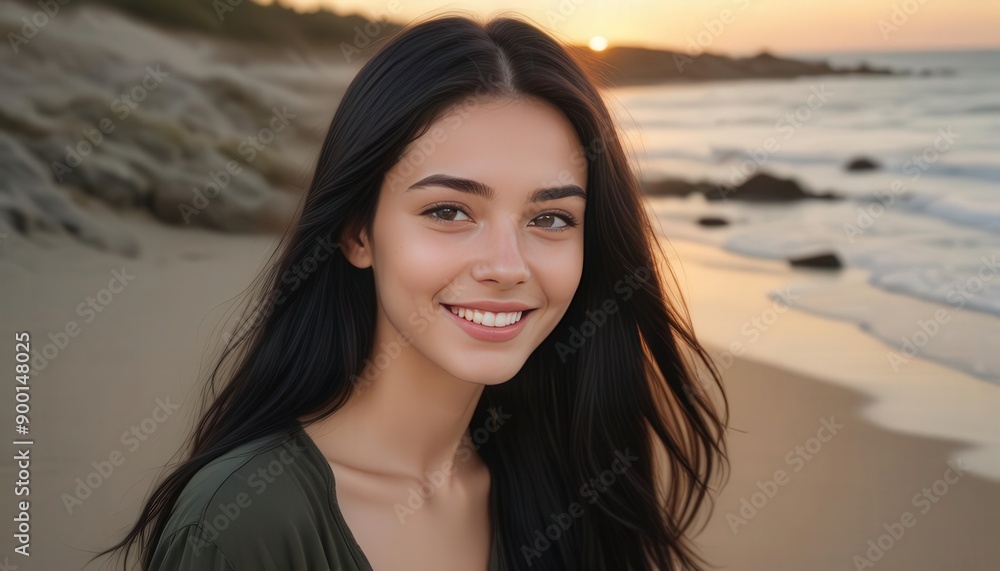 Skincare beauty. A young woman with a happy smile,