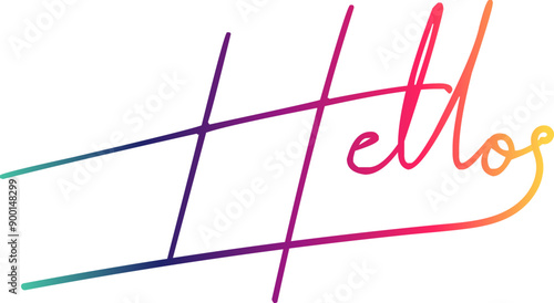 Hello. Lettering for banner, poster and sticker concept with text Hello. Icon message Hello on white background, geometric memphis style. Calligraphic simple logo. Vector Illustration