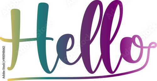 Hello. Lettering for banner, poster and sticker concept with text Hello. Icon message Hello on white background, geometric memphis style. Calligraphic simple logo. Vector Illustration