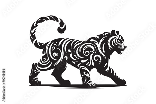 Minimal, Stylish Modern Trendy Creative Vector Silhouette of Tiger illustrations photo