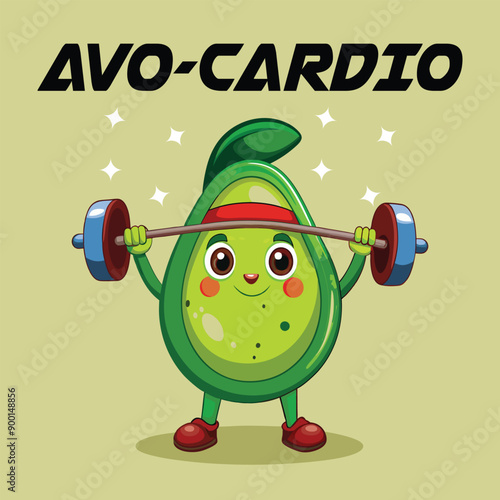 "Fit and Fresh: Avocado Cardio Workout Vector"