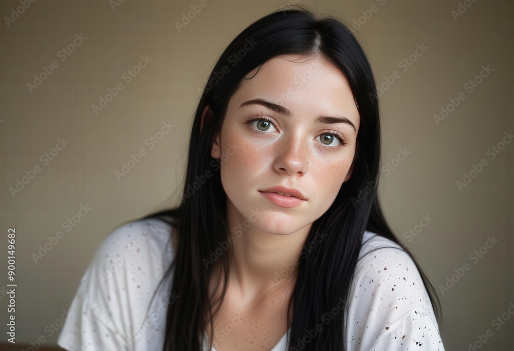 Fototapeta premium Skincare beauty. A young woman with a happy smile,