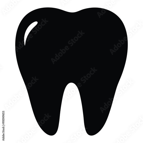 "Human Tooth Vector Silhouette: Clean and Minimalist Design"