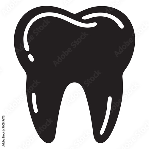"Human Tooth Vector Silhouette: Clean and Minimalist Design"