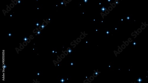 animated video of twinkling blue stars on a black background