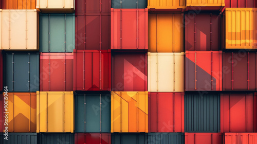 Organized shipping containers showcasing various colors and patterns. AI generative. photo