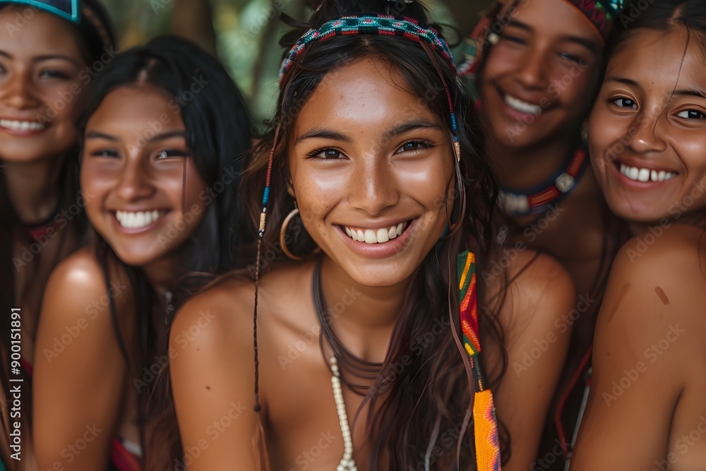 Vibrant Portrait of a Joyful Group of Indigenous Women Celebrating Their Shared Heritage Vibrant Portrait of a Joyful Group of Indigenous Women Celebrating Their Shared Heritage
