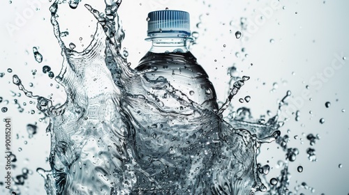 Water Splashing Around a Plastic Bottle photo