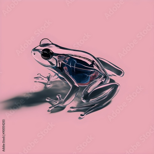 A beautiful glass frog with translucent skin on pink background rare south american frog photo