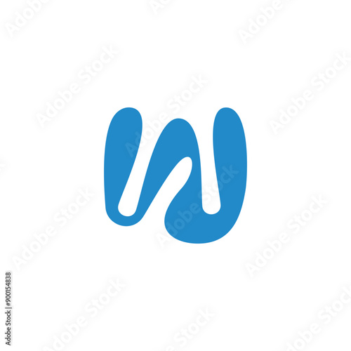 letter w wavy blue liquid water simple logo vector