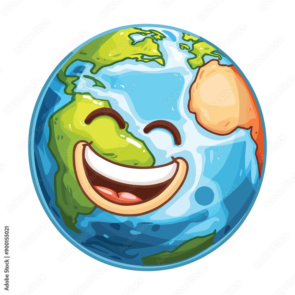 happy cartoon earth with smile on it's face happy cartoon earth with smile on it's face