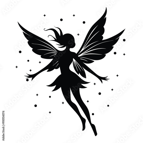 "Mystical Dance: Fairy Silhouette Illustration"
