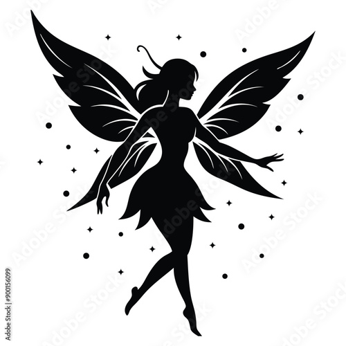 "Mystical Dance: Fairy Silhouette Illustration"
