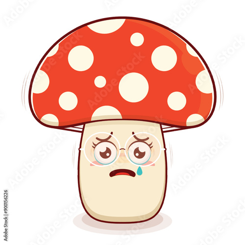 mushroom scared face cartoon cute