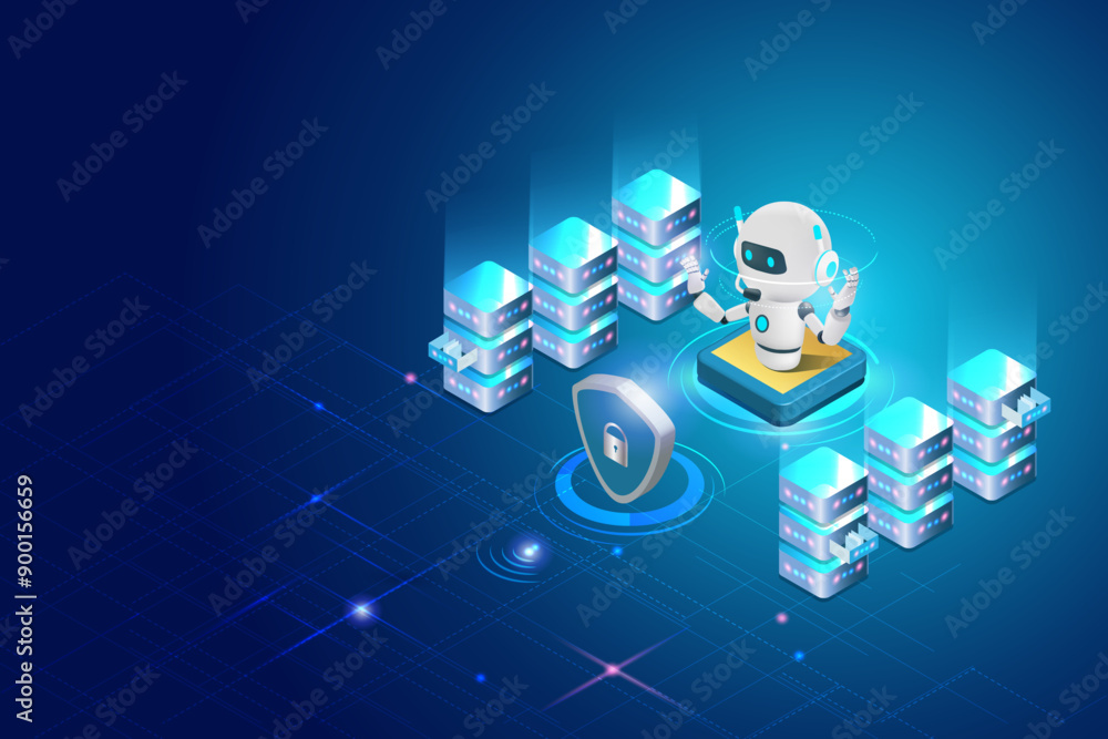 AI robot with block chain smart data storage networking and security ...