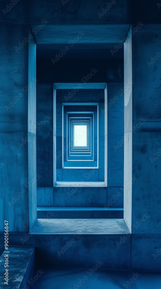 Symmetrical blue architectural structure, abstract Symmetrical blue architectural structure, abstract