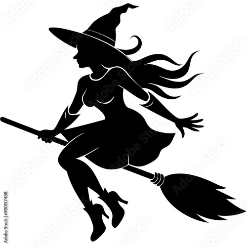 witch flying on a broom