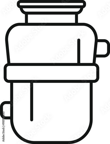 Line drawing of a septic tank system being installed underground for wastewater treatment