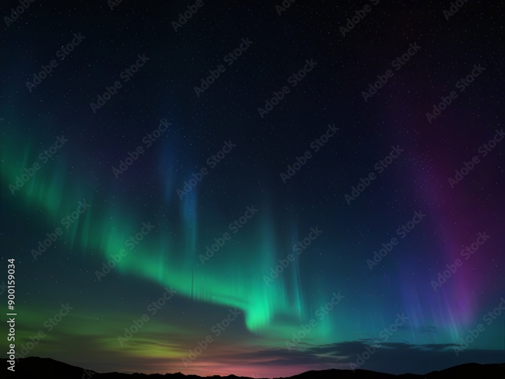 Aurora Borealis over Mountain Range at Night. Aurora Borealis over Mountain Range at Night.