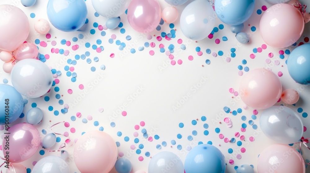 Pink and Blue Balloons with Confetti. Pink and Blue Balloons with Confetti.