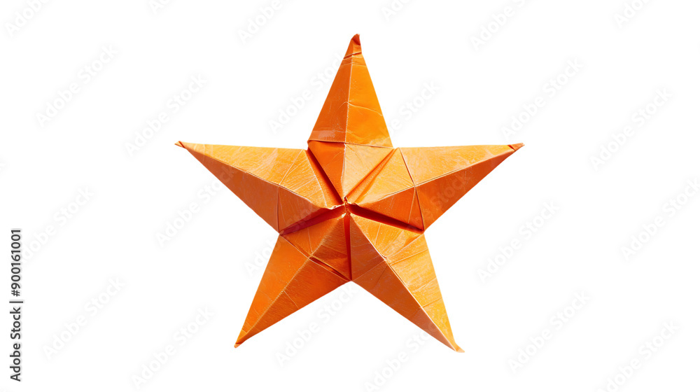 Obraz premium Orange paper star origami isolated on transparent background 