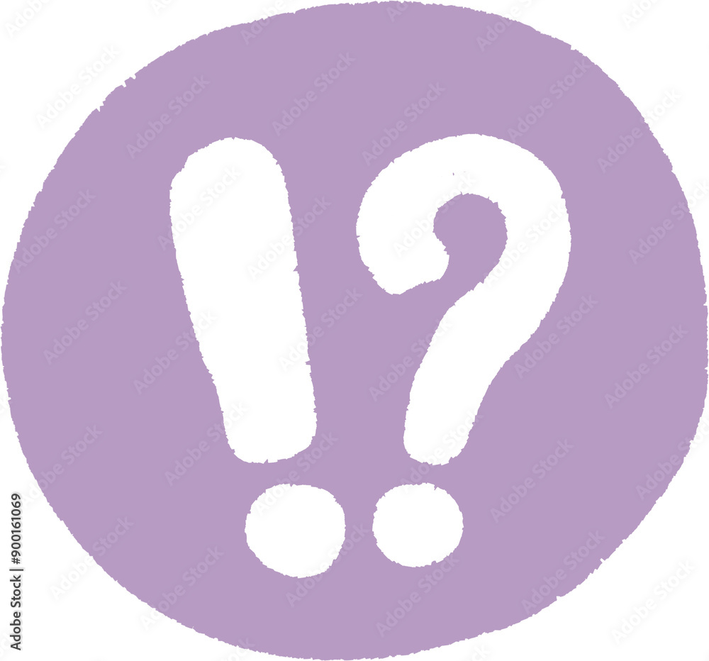 A purple circle with a white exclamation mark and question mark. A purple circle with a white exclamation mark and question mark.